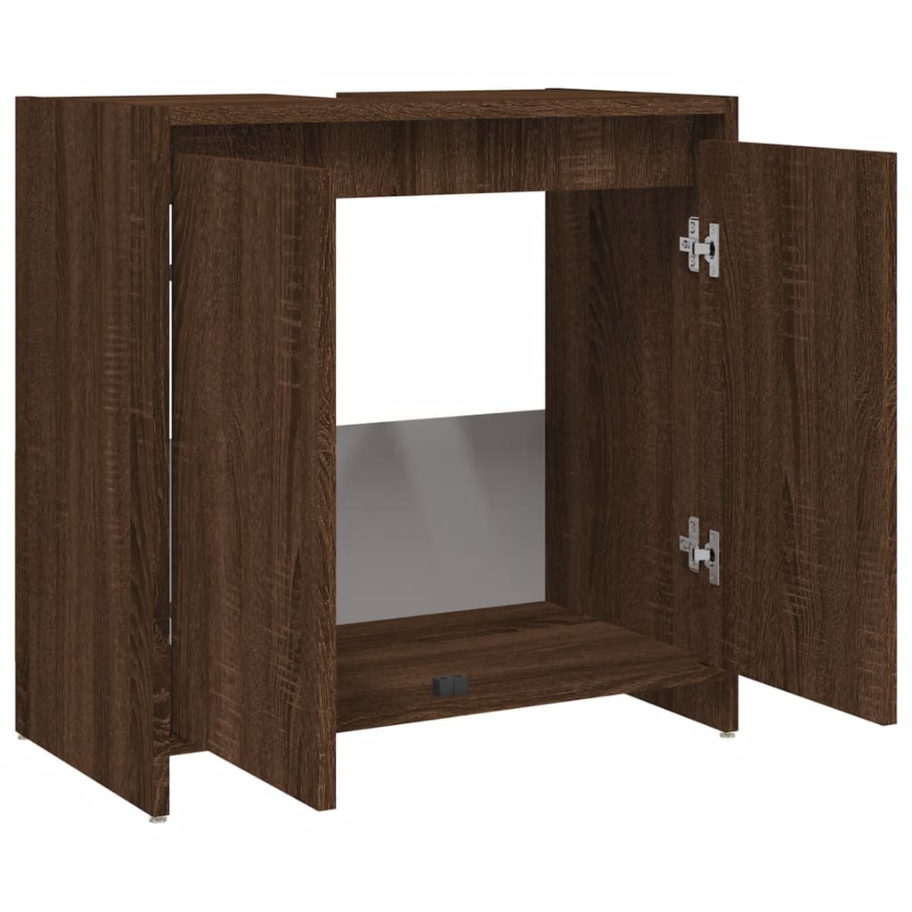 Kylpyhuoneen kaappi ruskea tammi 60x33x61 cm tekninen puu - Sisustajankoti.fi