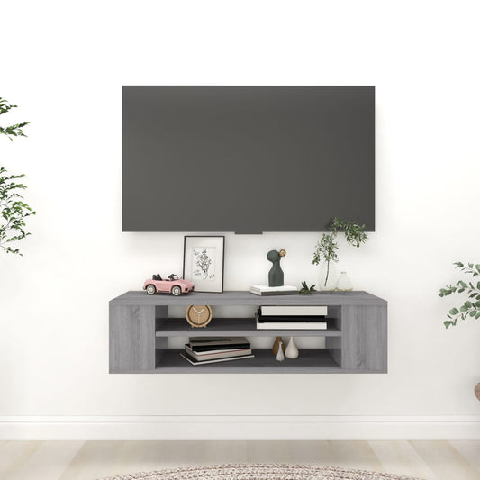 Seinä TV-taso harmaa Sonoma 100x30x26,5 cm tekninen puu - Sisustajankoti.fi