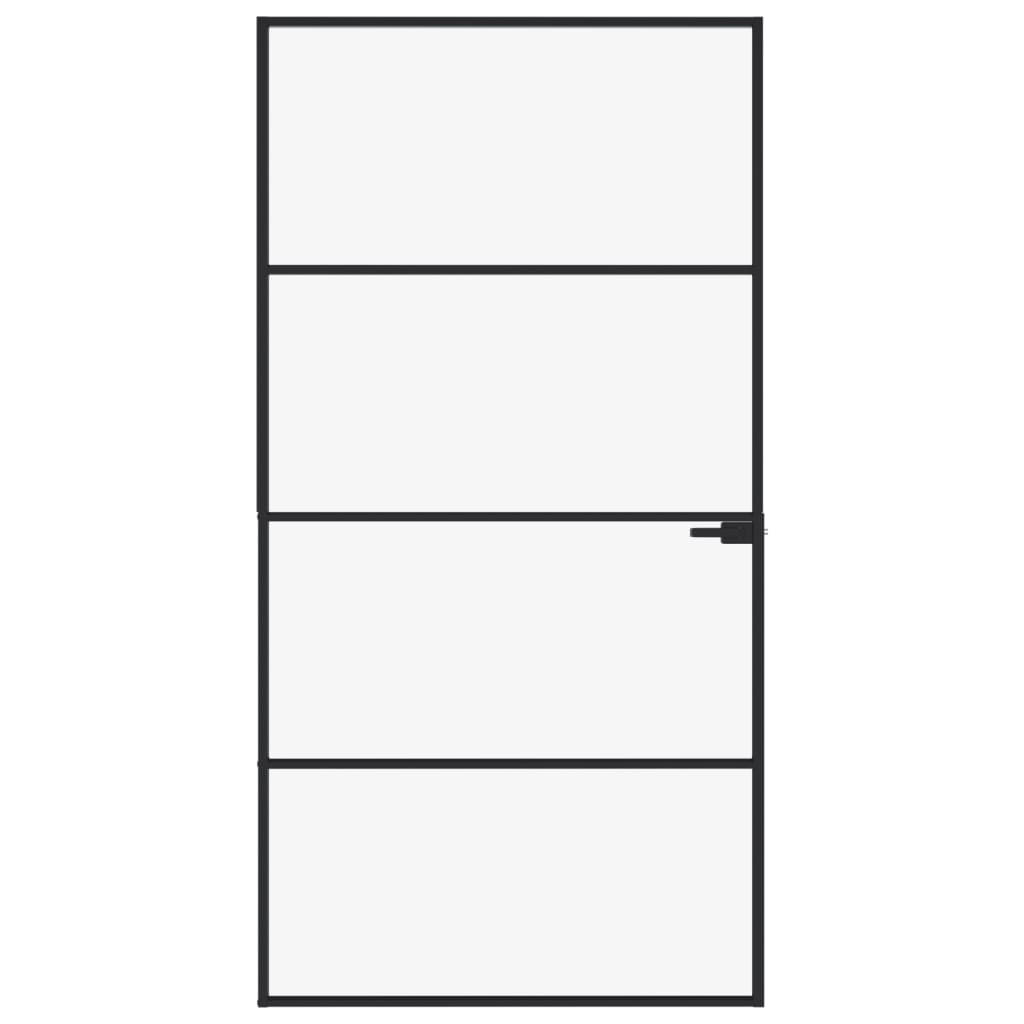 Sisäovi musta 102x201,5 cm karkaistu lasi ja alumiini ohut - Sisustajankoti.fi