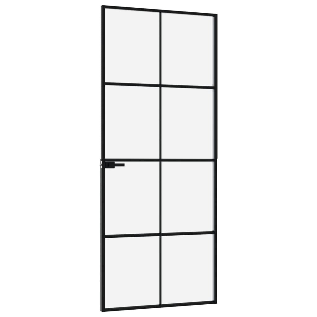 Sisäovi musta 83x201,5 cm karkaistu lasi ja alumiini ohut - Sisustajankoti.fi