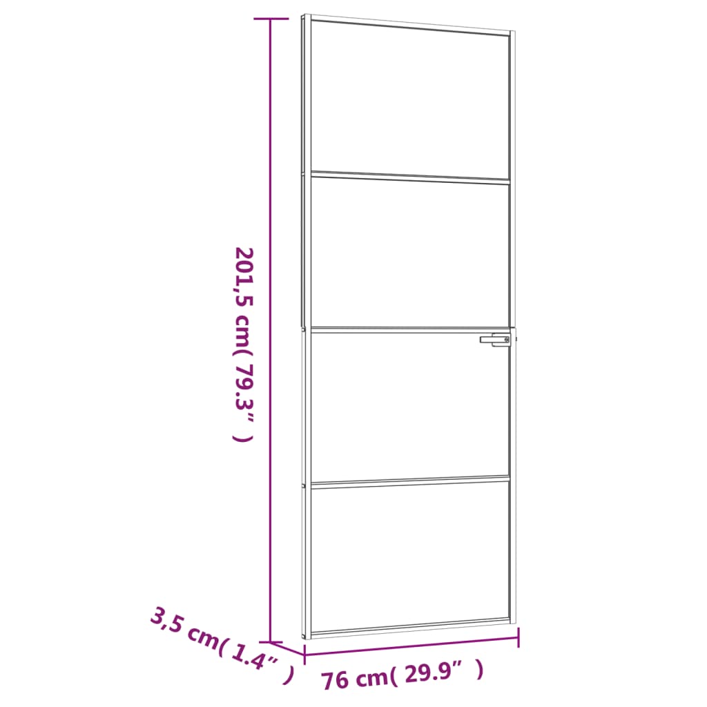 Sisäovi valkoinen 76x201,5 cm karkaistu lasi ja alumiini ohut - Sisustajankoti.fi