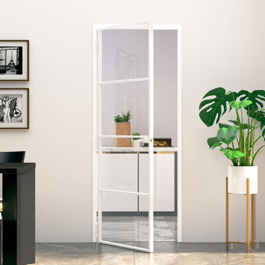 Sisäovi valkoinen 76x201,5 cm karkaistu lasi ja alumiini ohut - Sisustajankoti.fi