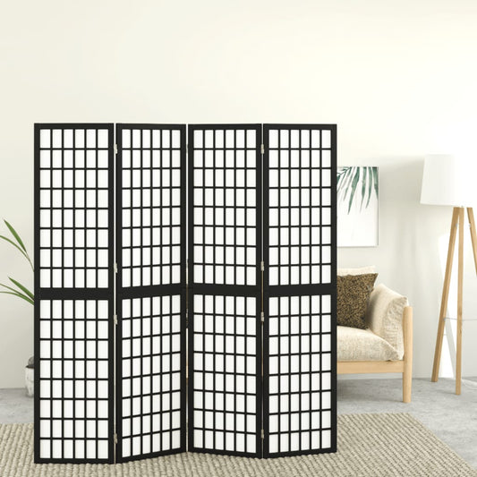 Tilanjakaja 4 paneelia japanilaistyylinen 160x170 cm musta - Sisustajankoti.fi
