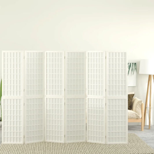 Tilanjakaja 6 paneelia japanilaistyylinen 240x170cm valkoinen - Sisustajankoti.fi