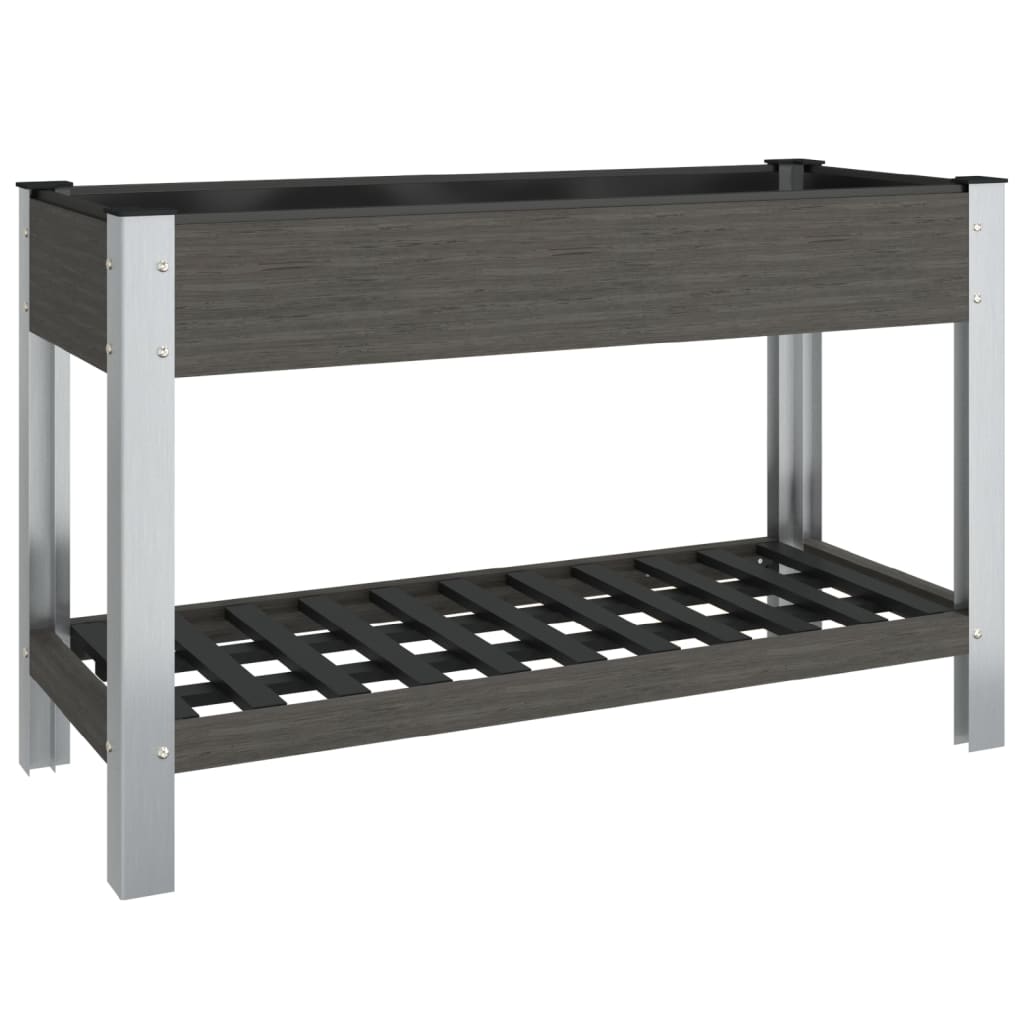 Korotettu kukkalaatikko hyllyllä harmaa 120x50x75 cm WPC - Sisustajankoti.fi