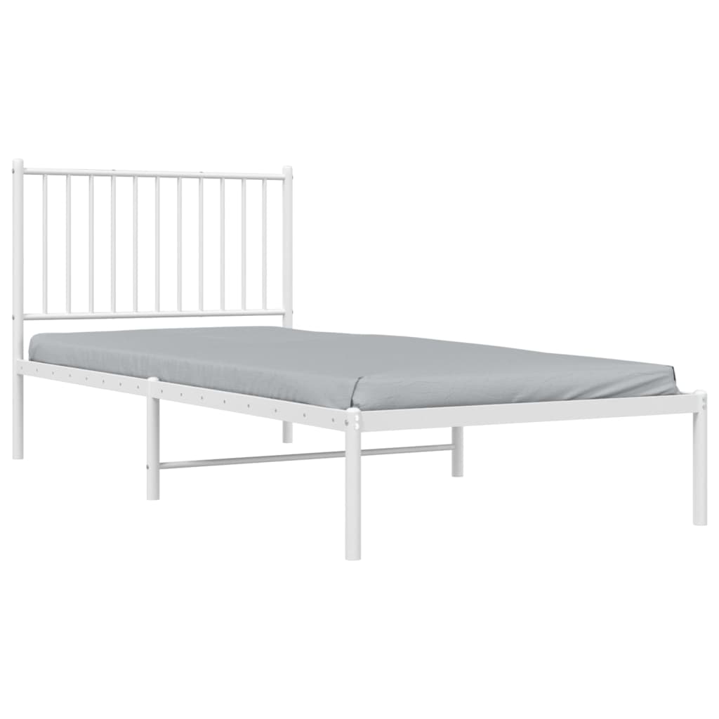 Metallinen sängynrunko päädyllä valkoinen 90x200 cm - Sisustajankoti.fi