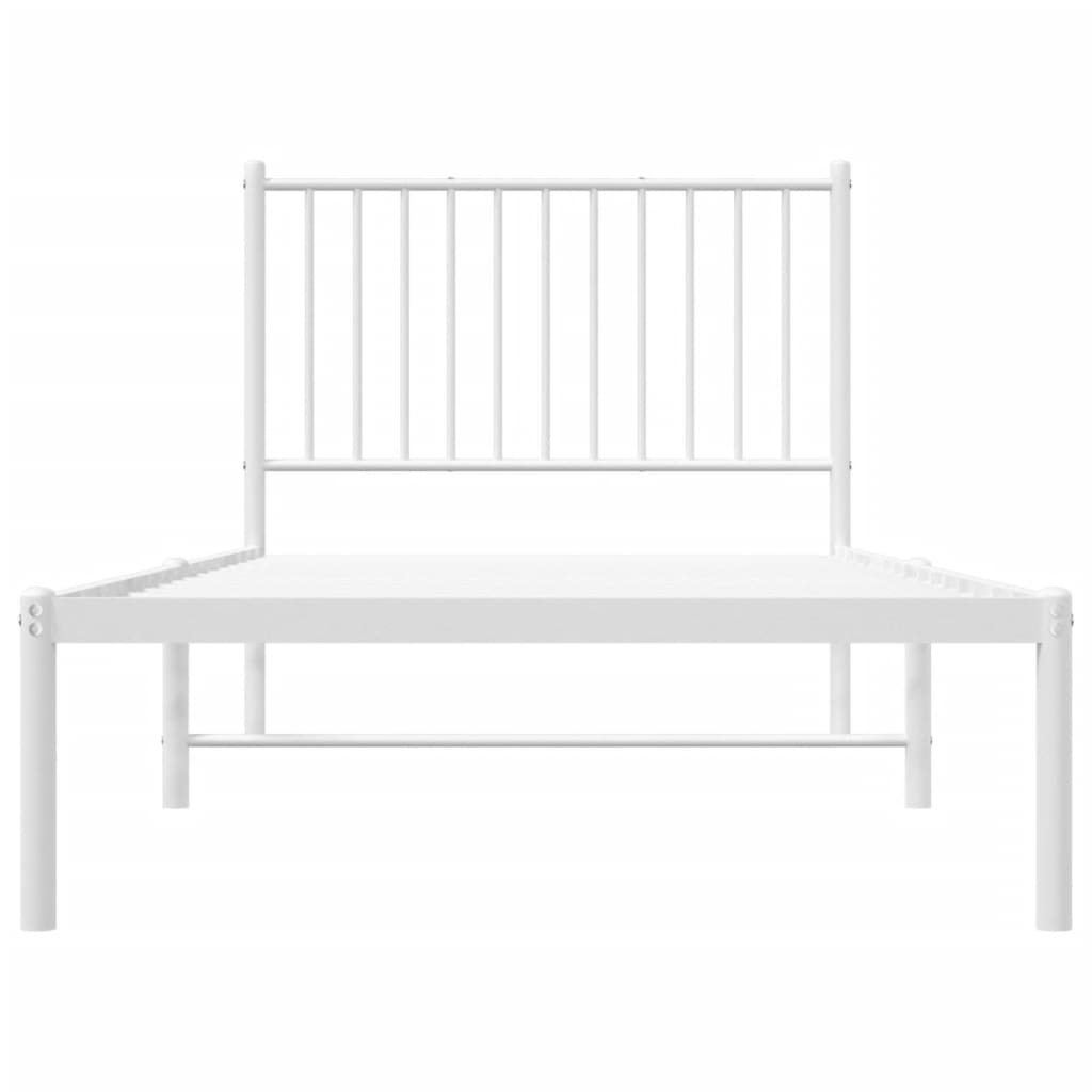 Metallinen sängynrunko päädyllä valkoinen 90x200 cm - Sisustajankoti.fi