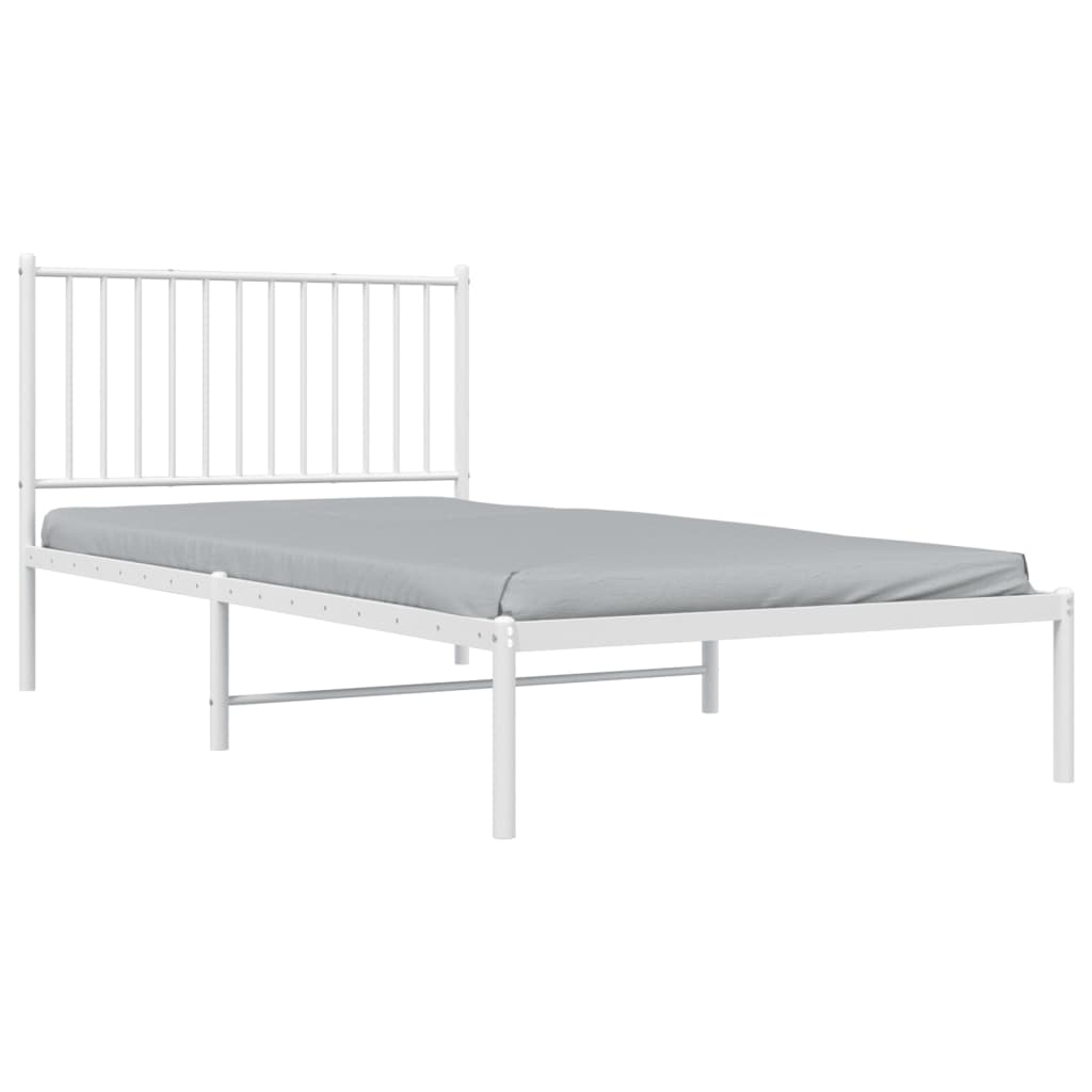 Metallinen sängynrunko päädyllä valkoinen 100x200 cm - Sisustajankoti.fi