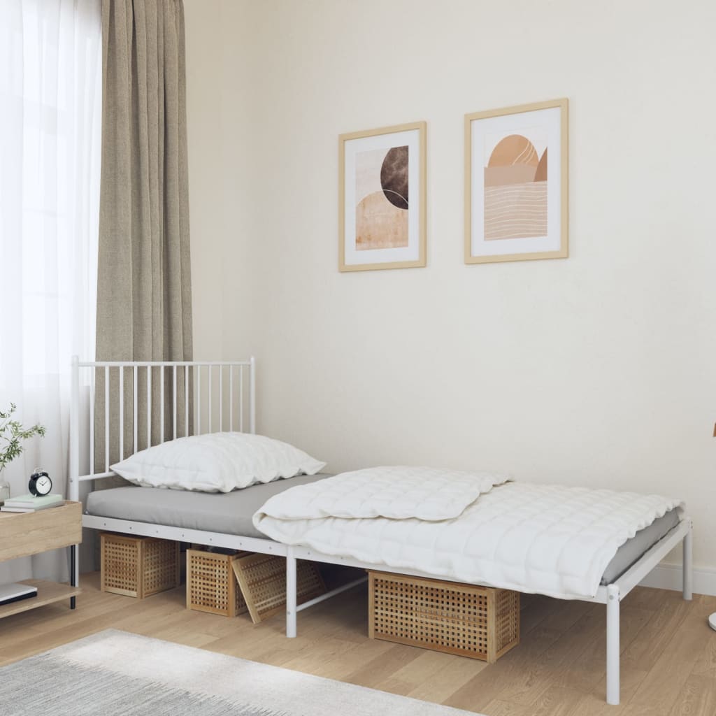 Metallinen sängynrunko päädyllä valkoinen 107x203 cm - Sisustajankoti.fi