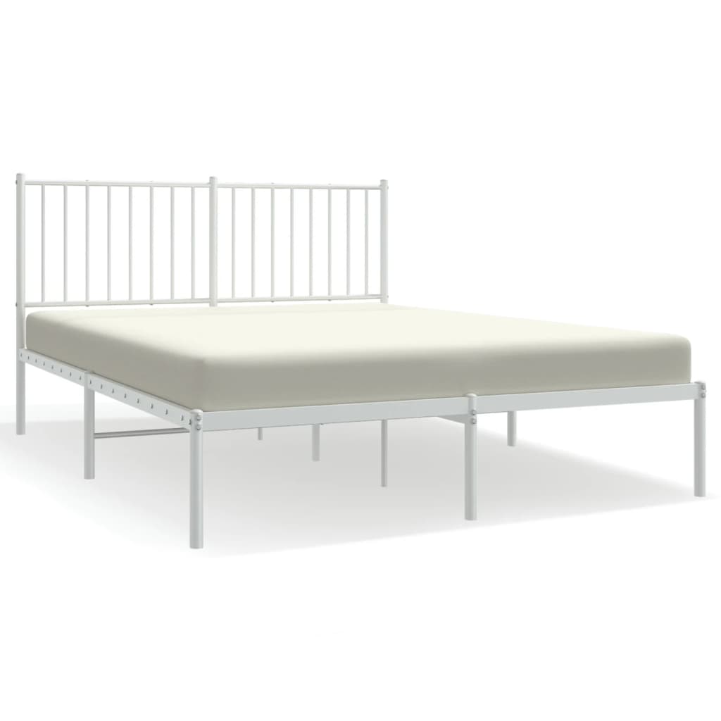 Metallinen sängynrunko päädyllä valkoinen 135x190 cm - Sisustajankoti.fi