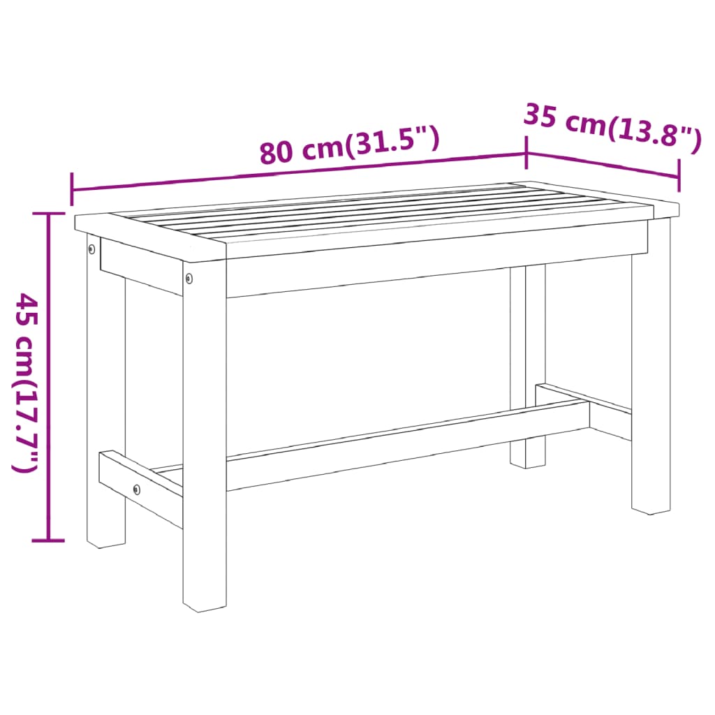 Puutarhapenkki 80x35x45 cm täysi akasiapuu - Sisustajankoti.fi