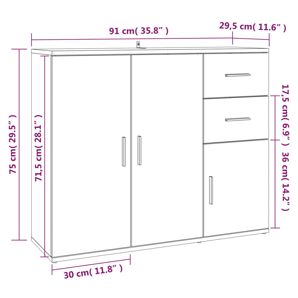 Senkki musta 91x29,5x75 cm tekninen puu - Sisustajankoti.fi