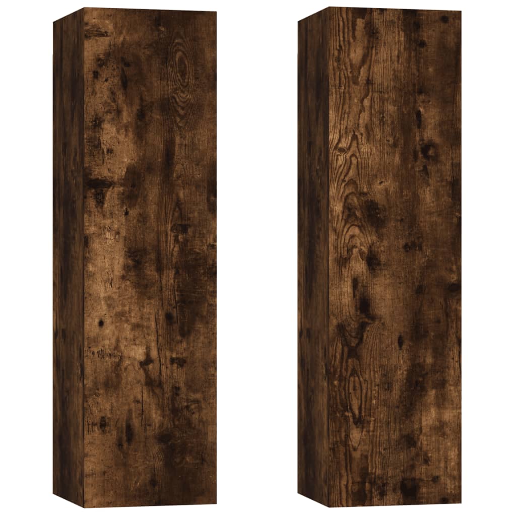Seinäkiinnitettävät TV-tasot 2 kpl savutammi 30,5x30x110 cm - Sisustajankoti.fi
