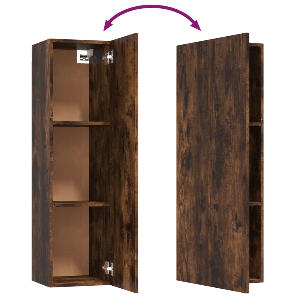 Seinäkiinnitettävät TV-tasot 2 kpl savutammi 30,5x30x110 cm - Sisustajankoti.fi