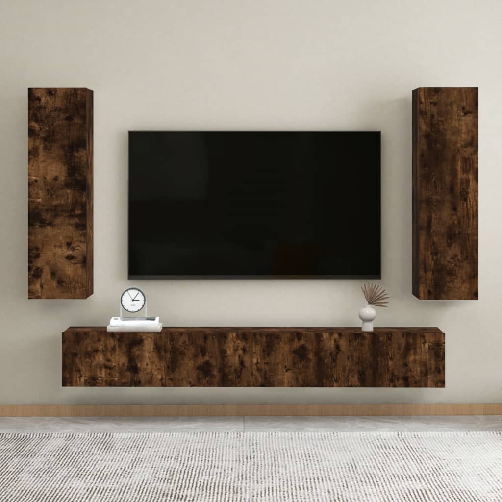 Seinäkiinnitettävät TV-tasot 2 kpl savutammi 30,5x30x110 cm - Sisustajankoti.fi