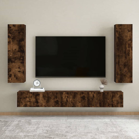 Seinäkiinnitettävät TV-tasot 2 kpl savutammi 30,5x30x110 cm - Sisustajankoti.fi