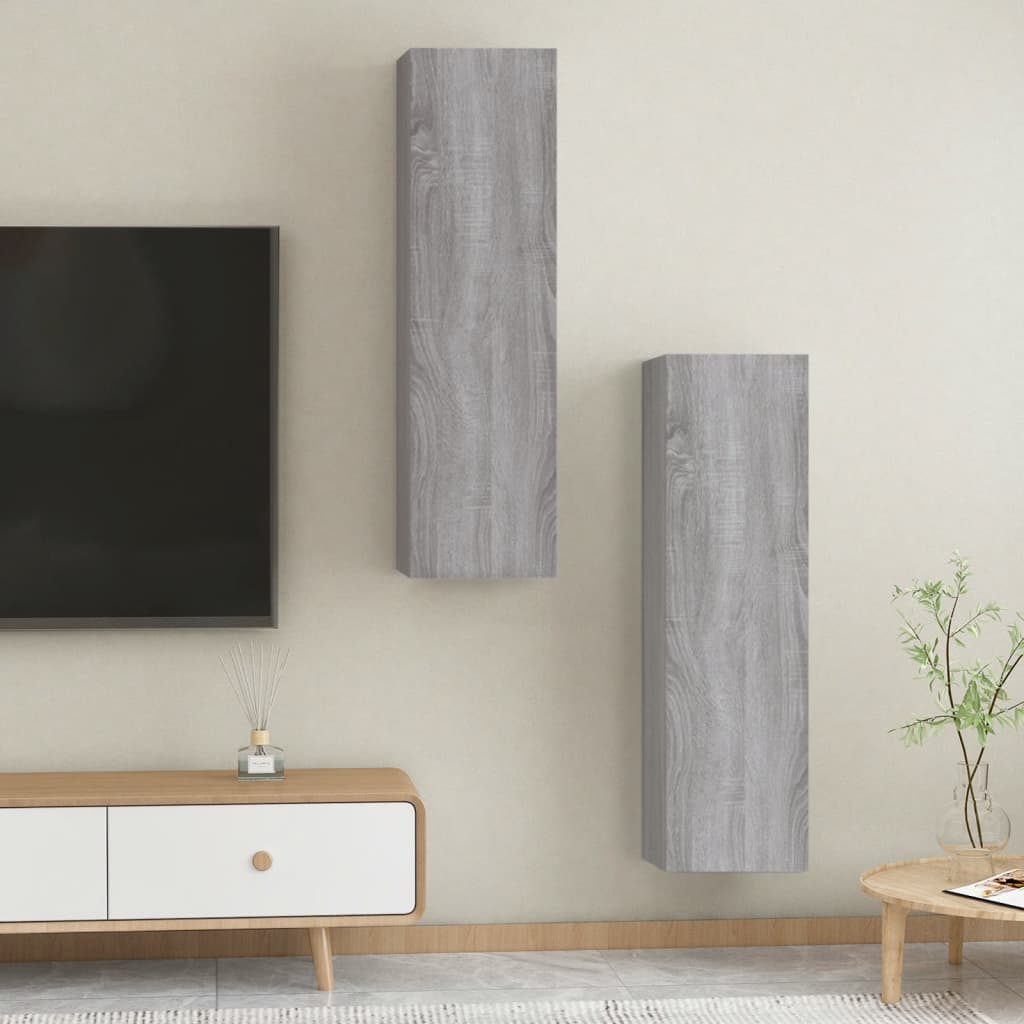 Seinäkiinnitettävät TV-tasot 2 kpl harmaa Sonoma 30,5x30x110 cm - Sisustajankoti.fi