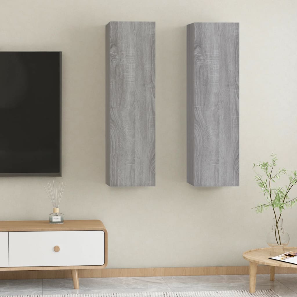 Seinäkiinnitettävät TV-tasot 2 kpl harmaa Sonoma 30,5x30x110 cm - Sisustajankoti.fi