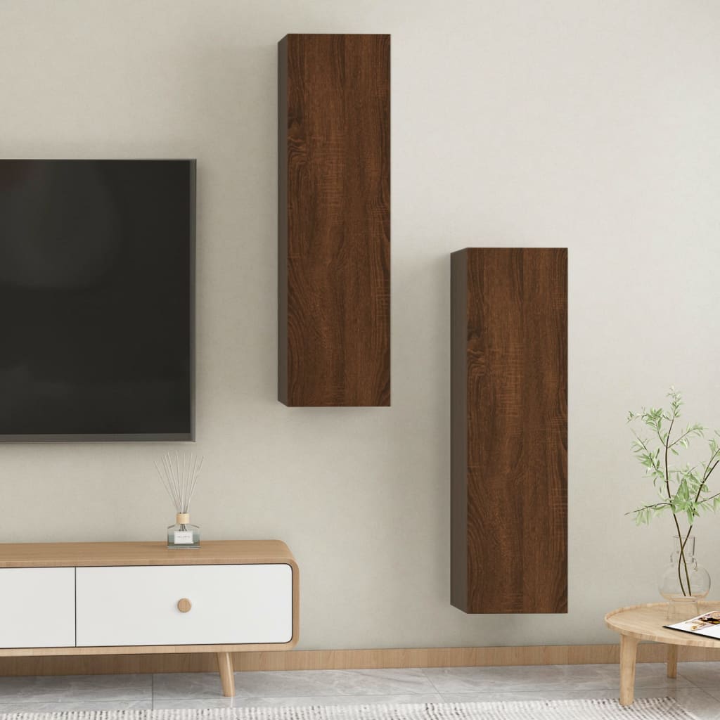 Seinäkiinnitettävät TV-tasot 2 kpl ruskea tammi 30,5x30x110 cm - Sisustajankoti.fi