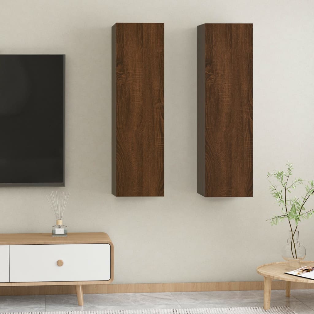 Seinäkiinnitettävät TV-tasot 2 kpl ruskea tammi 30,5x30x110 cm - Sisustajankoti.fi