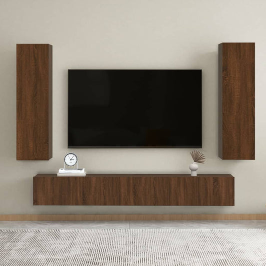 Seinäkiinnitettävät TV-tasot 2 kpl ruskea tammi 30,5x30x110 cm - Sisustajankoti.fi