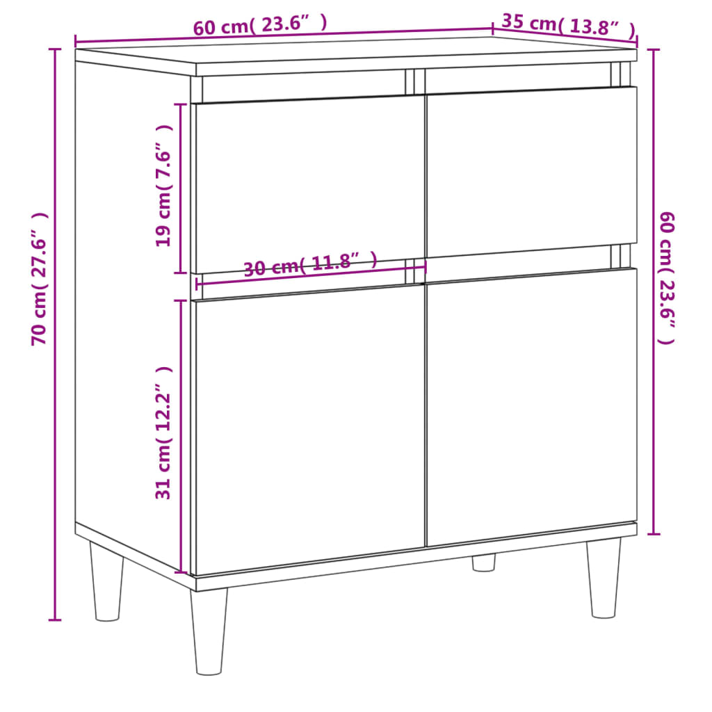 Senkki musta 60x35x70 cm tekninen puu - Sisustajankoti.fi