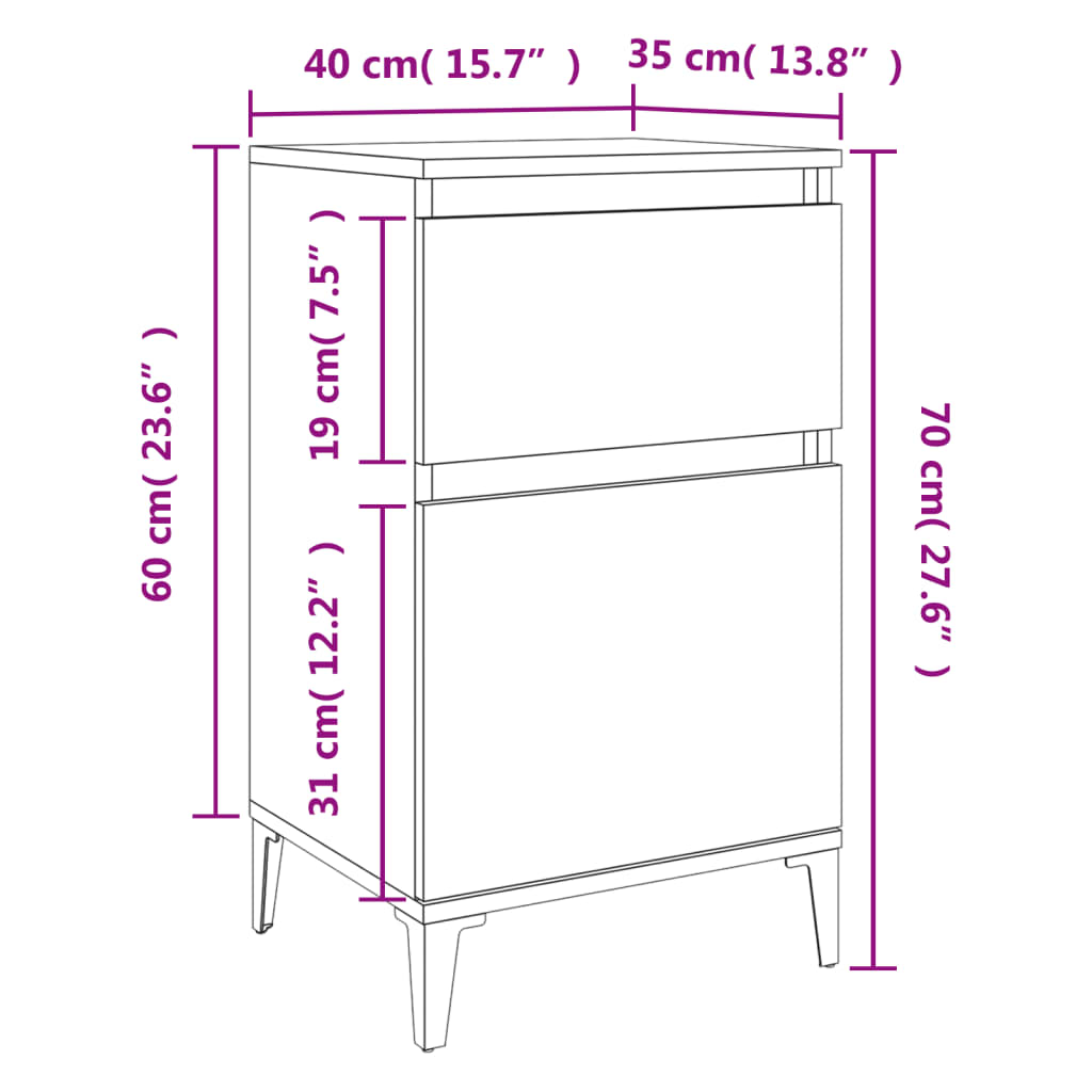 Yöpöydät 2 kpl musta 40x35x70 cm - Sisustajankoti.fi