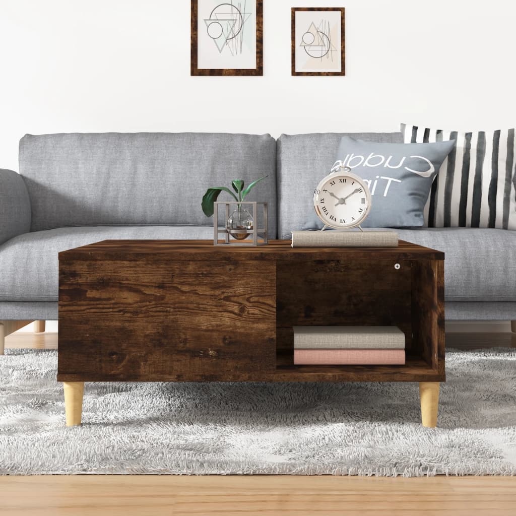 Sohvapöytä savutammi 80x80x36,5 cm tekninen puu - Sisustajankoti.fi