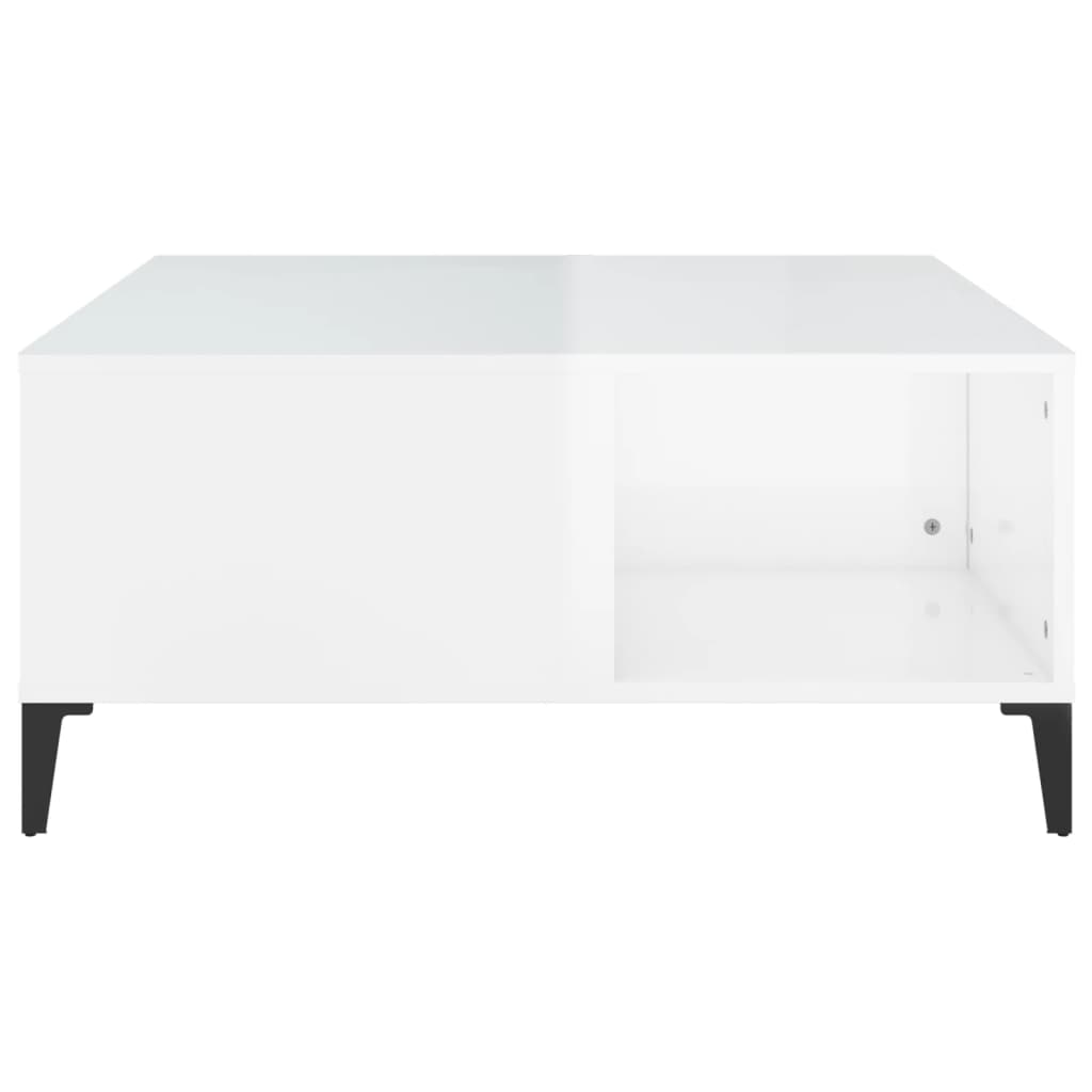 Sohvapöytä korkeakiilto valkoinen 80x80x36,5 cm tekninen puu - Sisustajankoti.fi