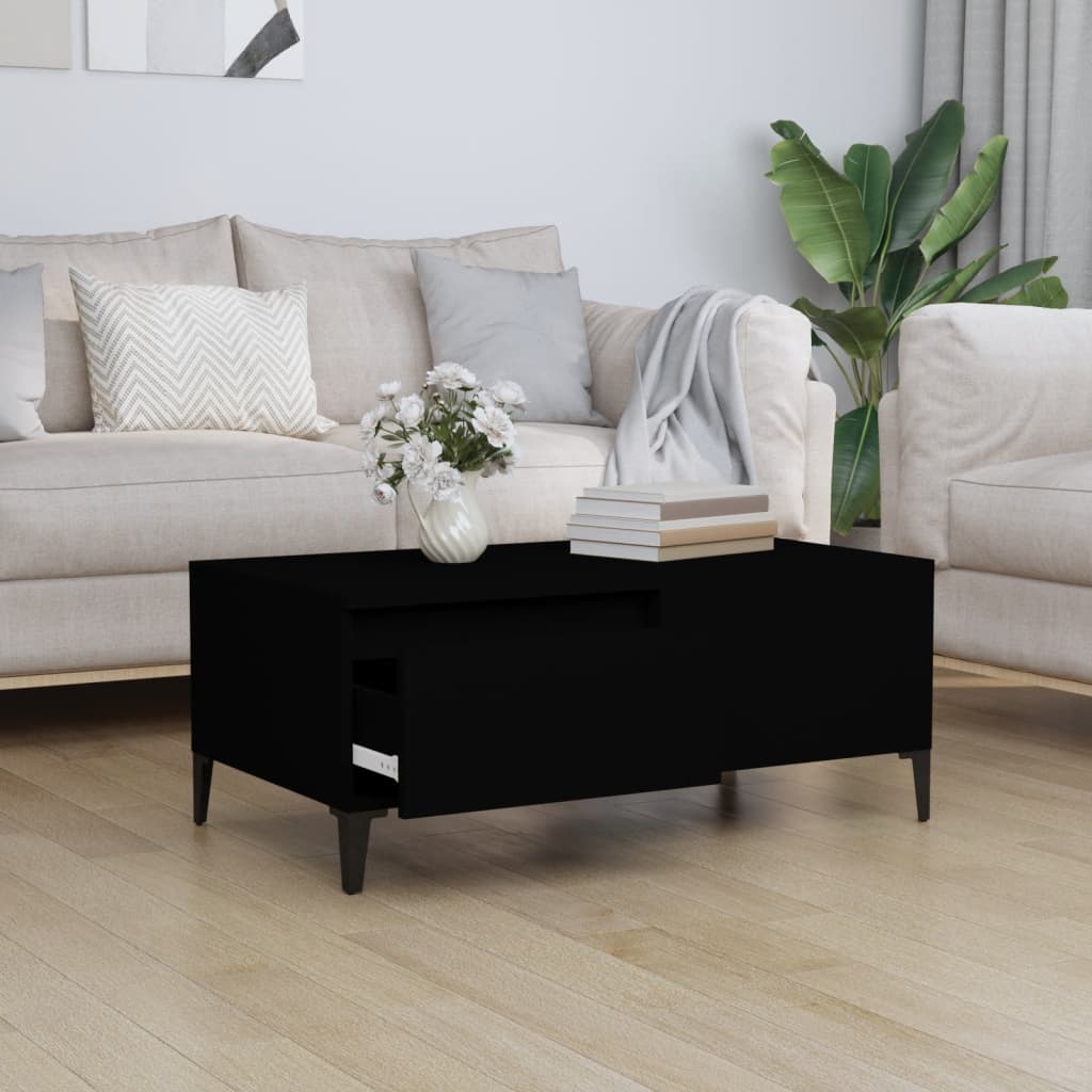 Sohvapöytä musta 90x50x36,5 cm tekninen puu - Sisustajankoti.fi