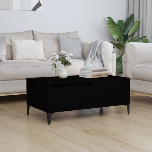 Sohvapöytä musta 90x50x36,5 cm tekninen puu - Sisustajankoti.fi