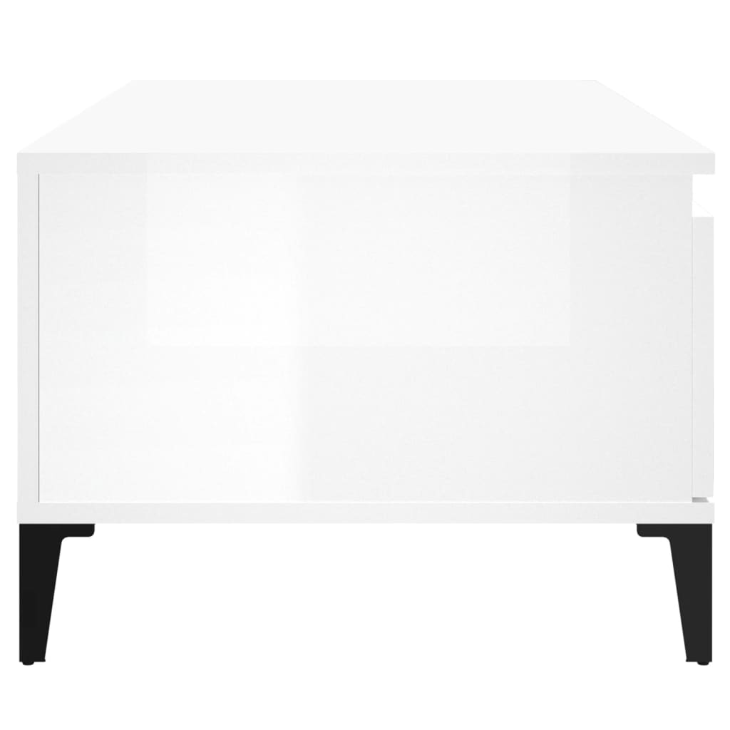 Sohvapöytä korkeakiilto valkoinen 90x50x36,5 cm tekninen puu - Sisustajankoti.fi