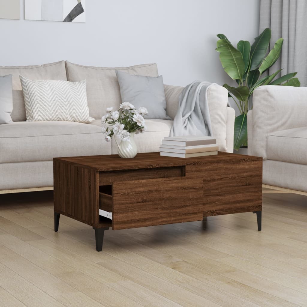 Sohvapöytä ruskea tammi 90x50x36,5 cm tekninen puu - Sisustajankoti.fi