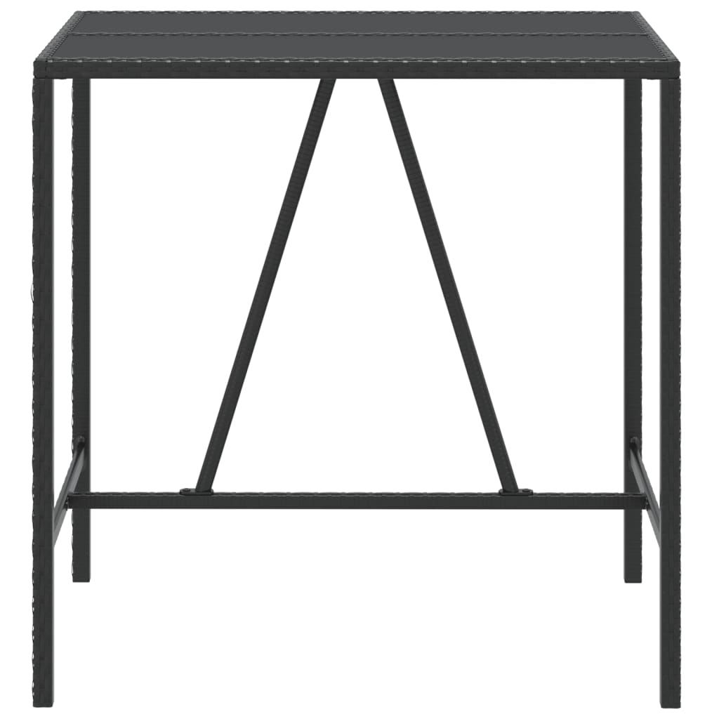 Baaripöytä lasipöytälevyllä musta 110x70x110 cm polyrottinki - Sisustajankoti.fi