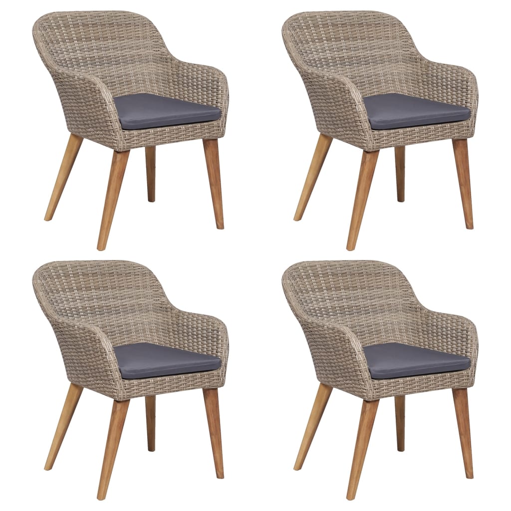 5-osainen Ulkoruokailuryhmä tyynyillä ruskea - Sisustajankoti.fi