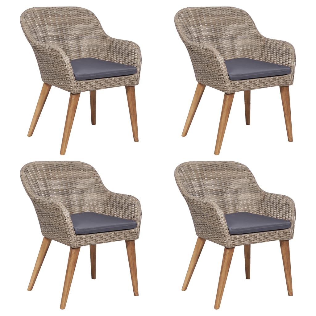 5-osainen Ulkoruokailuryhmä tyynyillä ruskea - Sisustajankoti.fi