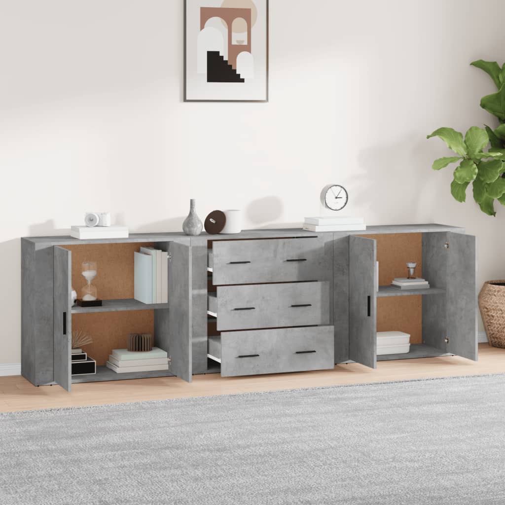 Senkit 3 kpl betoninharmaa tekninen puu - Sisustajankoti.fi