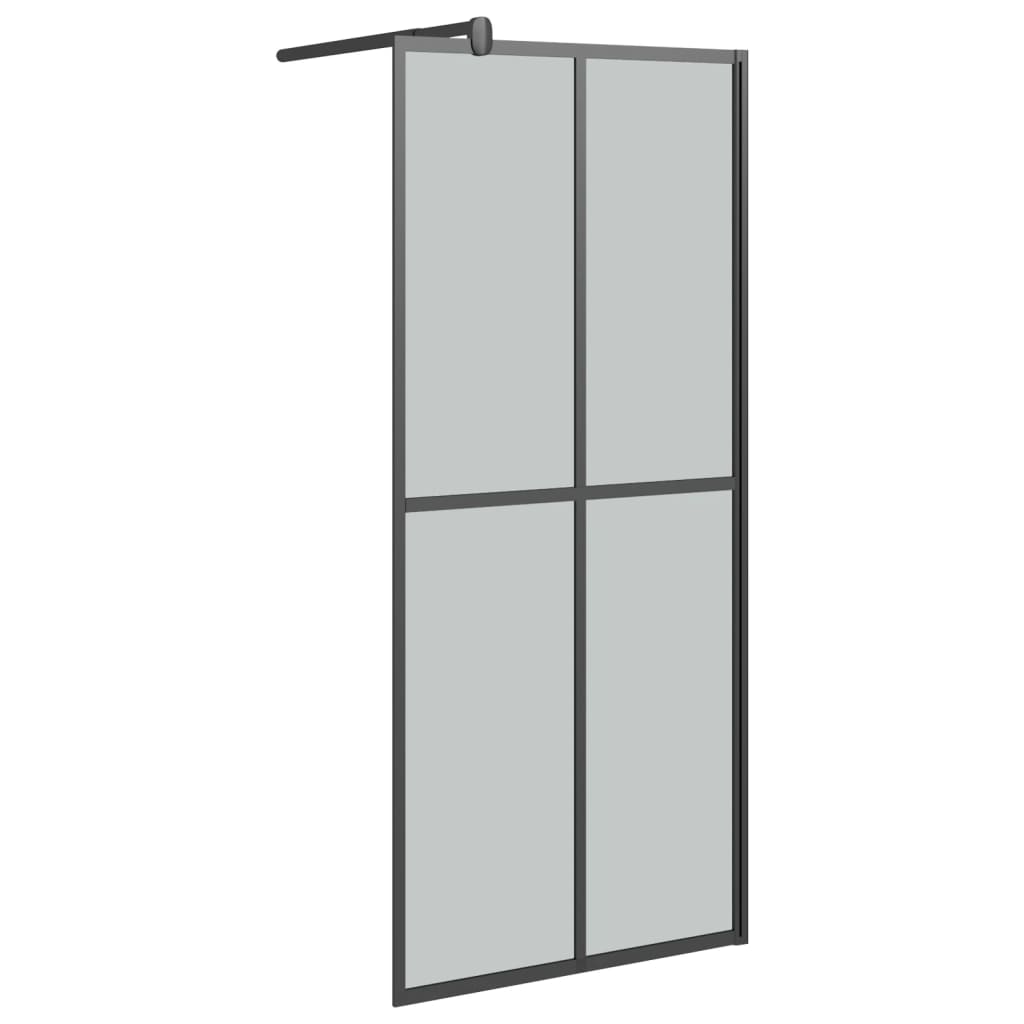 Suihkuseinäke hyllyllä musta 100x195 cm ESG lasi ja alumiini - Sisustajankoti.fi