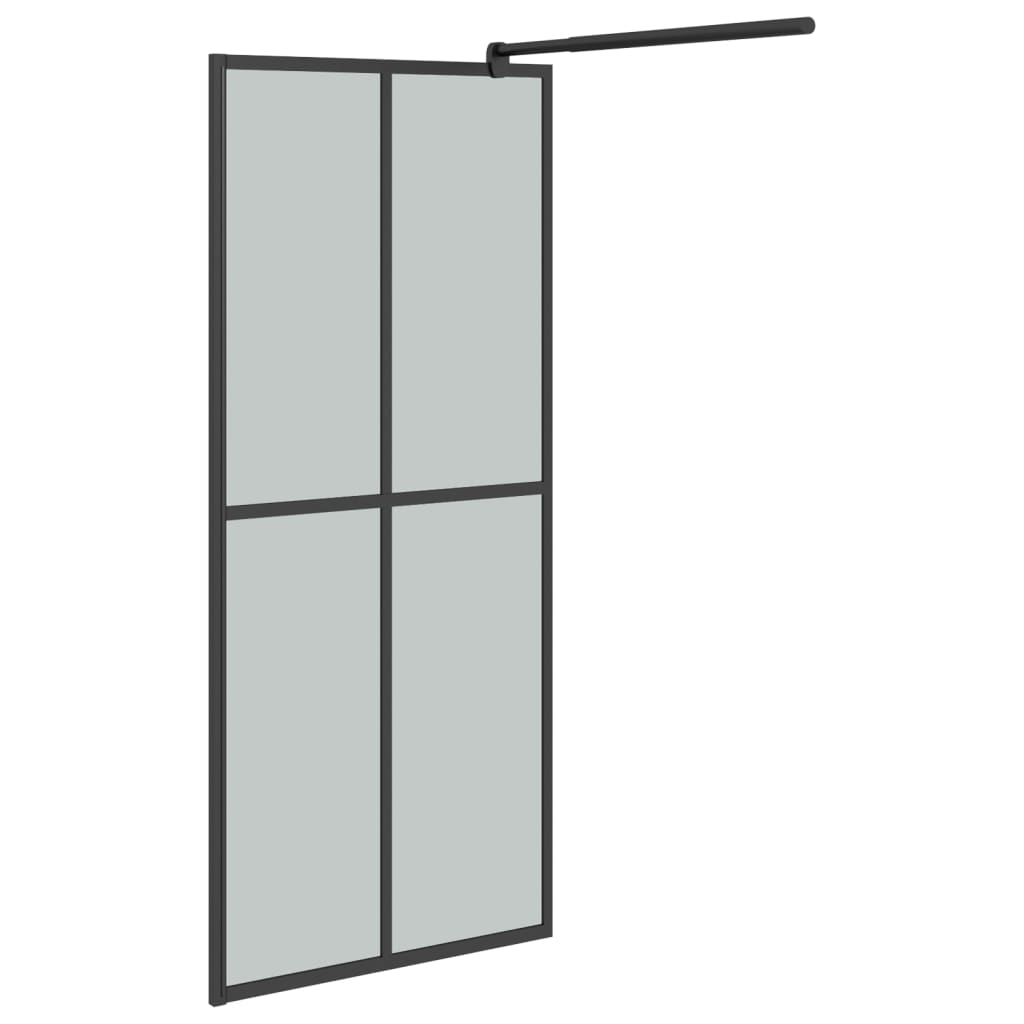 Suihkuseinäke hyllyllä musta 100x195 cm ESG lasi ja alumiini - Sisustajankoti.fi