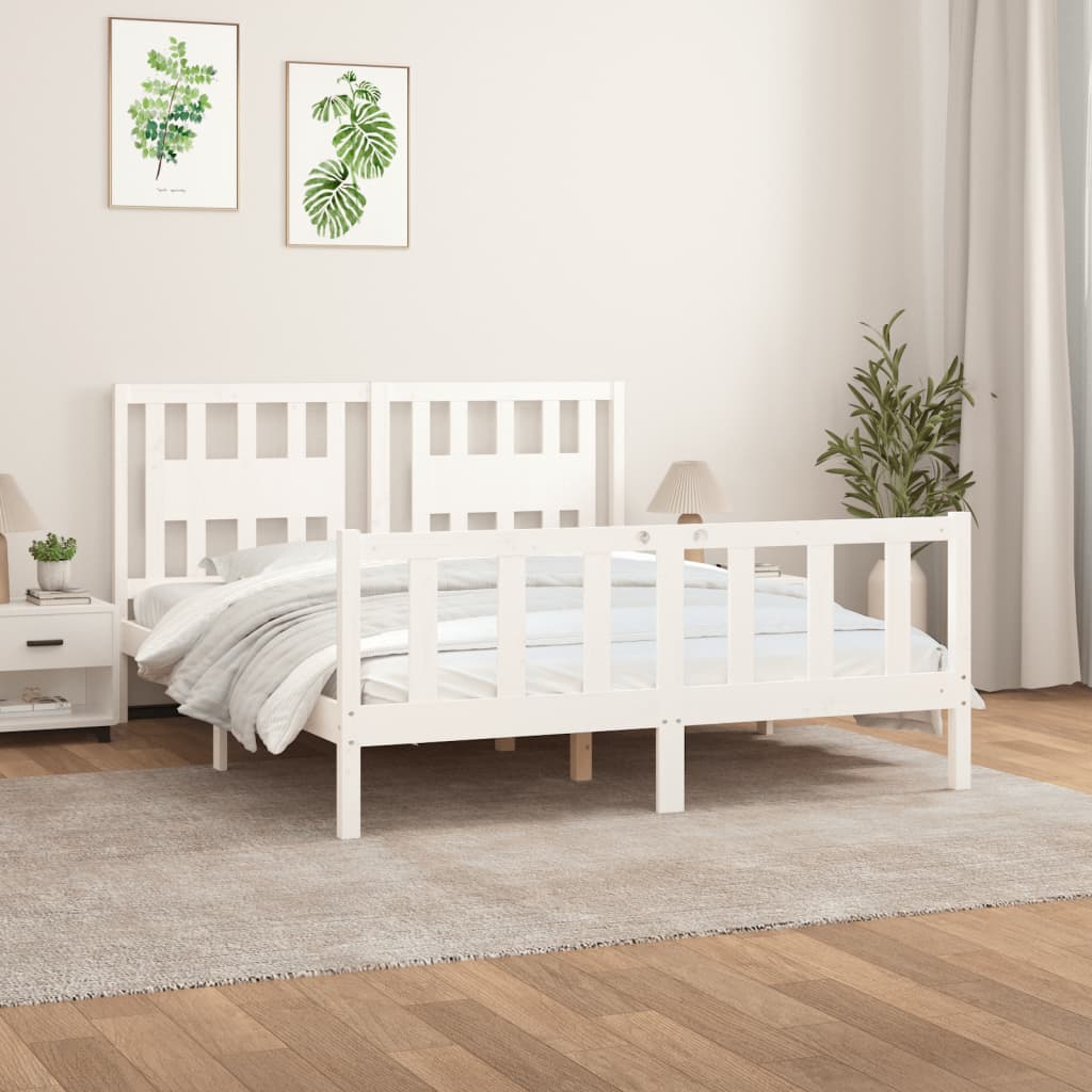 Sängynrunko päätylevyllä valk. 150x200 cm mänty 5FT King Size - Sisustajankoti.fi