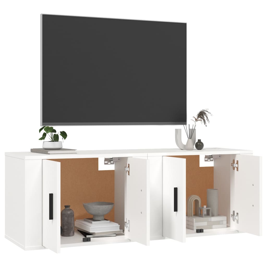 Seinäkiinnitettävät TV-kaapit 2 kpl valkoinen 57x34,5x40 cm - Sisustajankoti.fi