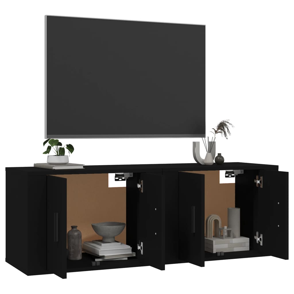 Seinäkiinnitettävät TV-kaapit 2 kpl musta 57x34,5x40 cm - Sisustajankoti.fi
