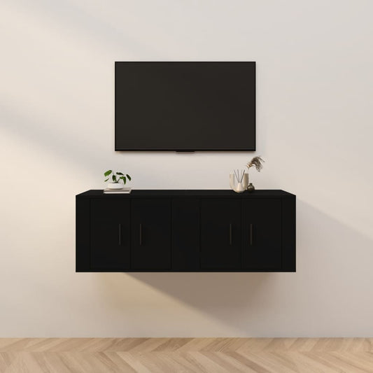 Seinäkiinnitettävät TV-kaapit 2 kpl musta 57x34,5x40 cm - Sisustajankoti.fi