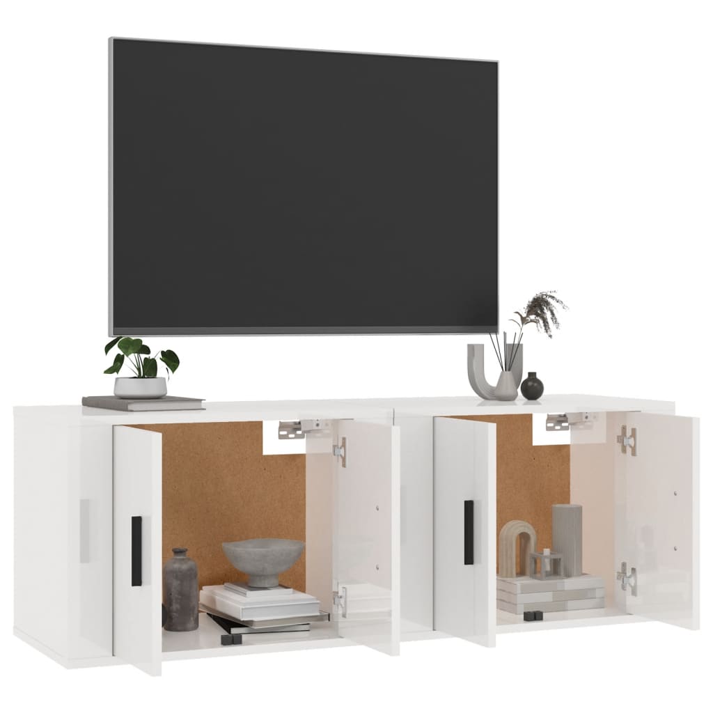 Seinäkiinnitettävät TV-kaapit 2kpl korkeakiilto 57x34,5x40 cm - Sisustajankoti.fi