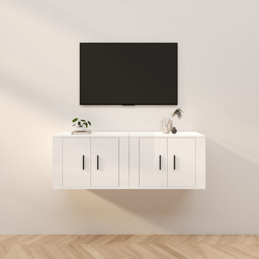 Seinäkiinnitettävät TV-kaapit 2kpl korkeakiilto 57x34,5x40 cm - Sisustajankoti.fi