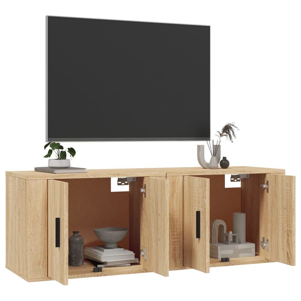 Seinäkiinnitettävät TV-kaapit 2 kpl Sonoma-tammi 57x34,5x40 cm - Sisustajankoti.fi