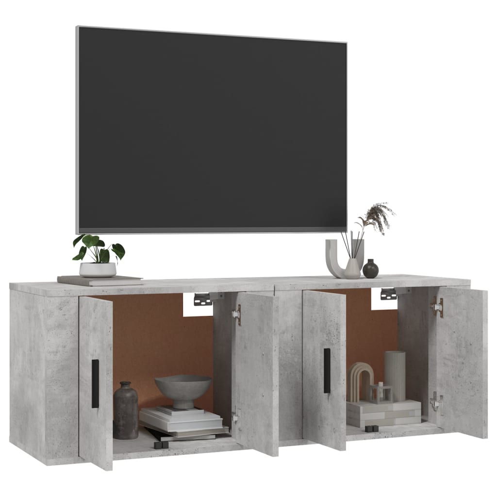 Seinäkiinnitettävät TV-kaapit 2 kpl betoninharmaa 57x34,5x40 cm - Sisustajankoti.fi