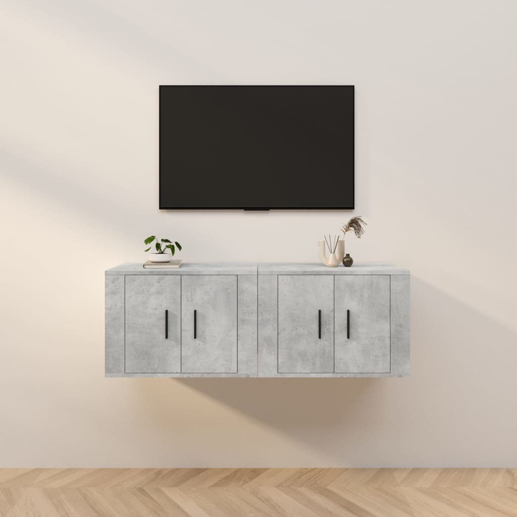 Seinäkiinnitettävät TV-kaapit 2 kpl betoninharmaa 57x34,5x40 cm - Sisustajankoti.fi