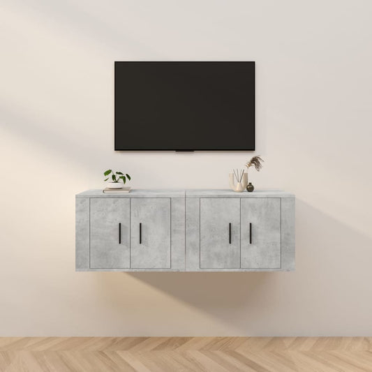 Seinäkiinnitettävät TV-kaapit 2 kpl betoninharmaa 57x34,5x40 cm - Sisustajankoti.fi