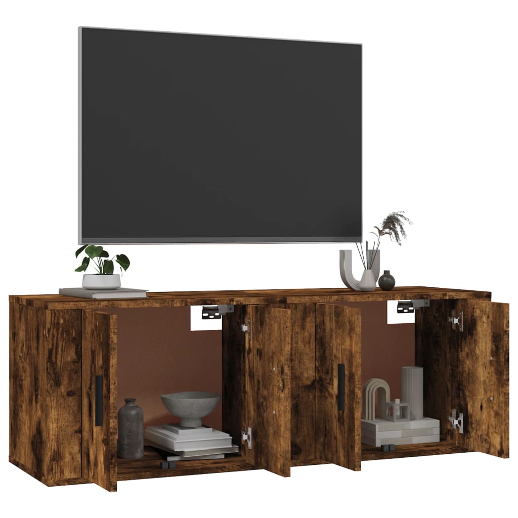 Seinäkiinnitettävät TV-kaapit 2 kpl savutammi 57x34,5x40 cm - Sisustajankoti.fi